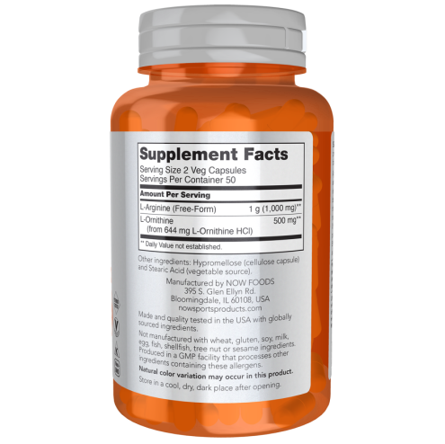 Arginine & Ornithine 500/250 mg - 100 Capsules