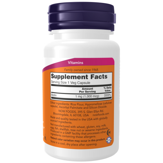 Biotin 1000 mcg - 100 Veg Capsules