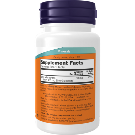 Zinc (from Zinc Gluconate) 50 mg - 250 Tablets Zinc (from Zinc Gluconate) 50 mg - 250 Tablets