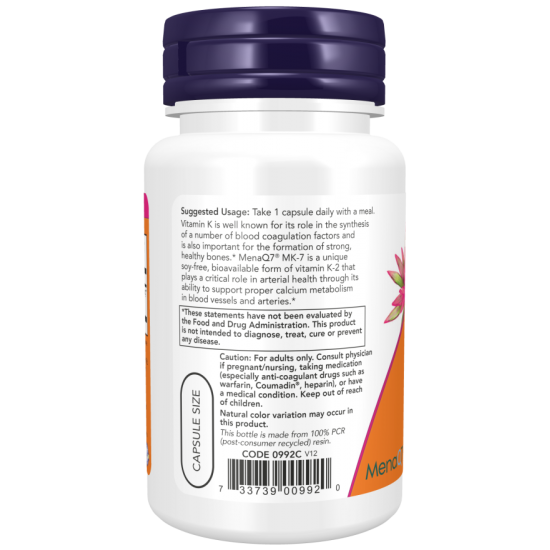 MK-7 Vitamin K-2 100 mcg - 60 Veg Capsules MK-7 Vitamin K-2 100 mcg - 60 Veg Capsules