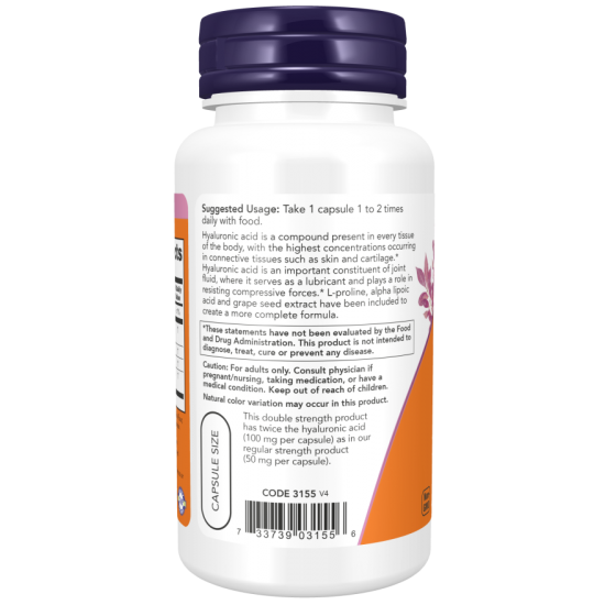 Hyaluronic Acid, Double Strength 100 mg 120 Veg Capsules Hyaluronic Acid, Double Strength 100 mg 120 Veg Capsules