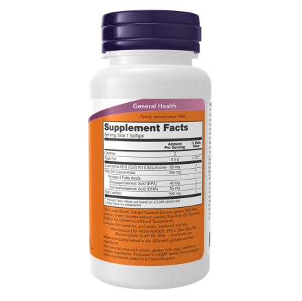 CoQ10 60 mg w Omega 3 Fish Oils - 60 Softgels