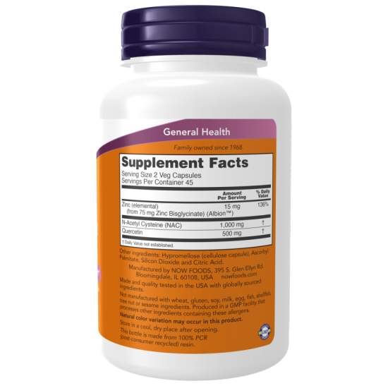 NAC Quercetin & Zinc 90 Veg Capsules - Immun- és légzéstámogatás NAC Quercetin & Zinc 90 Veg Capsules - Immun- és légzéstámogatás